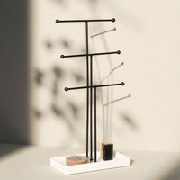 Jewelry Stand Holder Display with Ball Finials Standing Necklace Holder with Rectangular Base Tall Organizer for Vanity, Retail