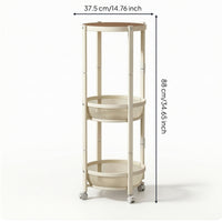 Rolling Cart with Table Top Three-Tier Space-Efficient-Tier Storage Trolley Movable Rolling Side Table for Kitchen