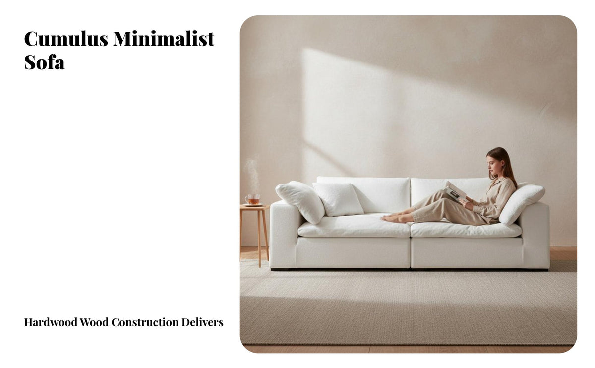 Sectional plush Sofa Minimalist Aesthetic Sectional Couch Deep Seat Living Room Seating for Apartment Dwellers, Families, Lounge Area, Family Gatherings