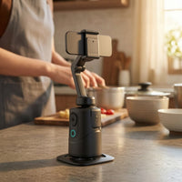 360-Degree Face Tracking Phone Holder Motorized Mobile Phone Gimbal Automatic Live Broadcasting for Creators, Product Demos