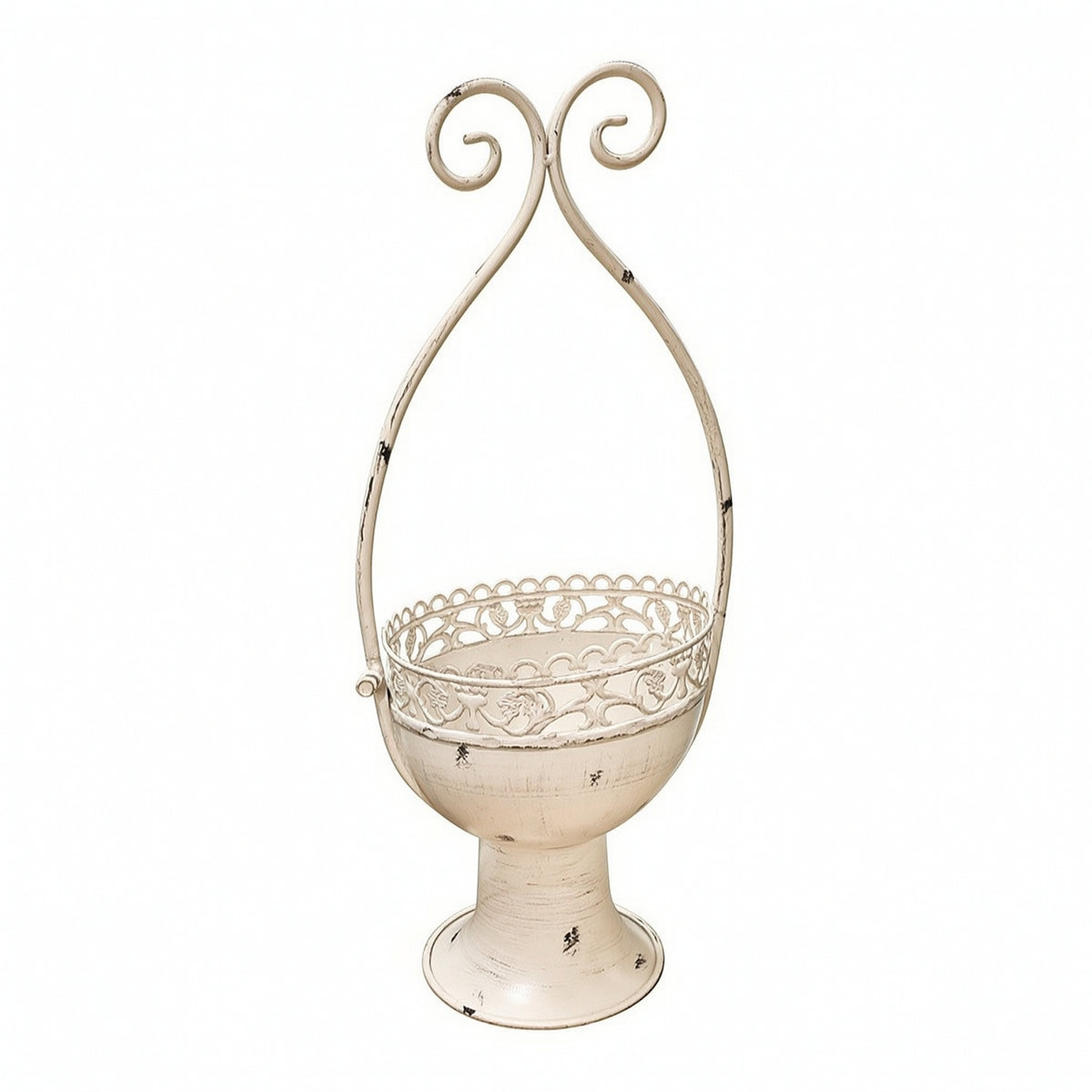 Metal Planter with Handle Vintage Pedestal Rustic Metal Planter Pot for Gardeners, Patio, Balcony, Porch