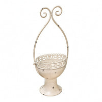 Metal Planter with Handle Vintage Pedestal Rustic Metal Planter Pot for Gardeners, Patio, Balcony, Porch
