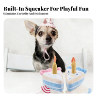 Built-in Squeaker Birthday Cake Dog Toy Soft Birthday Cake Toy for Puppy Owners, Daily Playtime, Indoor Play, Home