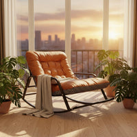 Anti-Tip Design Upholstered Rocking Lounge Chair Side Storage Pocket Padded Rocking Recliner Adjustable Backrest Modern Lazy Sofa Chair Extra Wide Seat for Women, Adults, Balcony, Bedroom, Living Room, Small Apartment