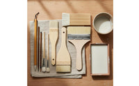9 Pieces Pottery Painting Brush Set Soft Bristles Pottery Painting Brush Kit Solid Wood Handles Glazing Brushes for Potters, Beginners
