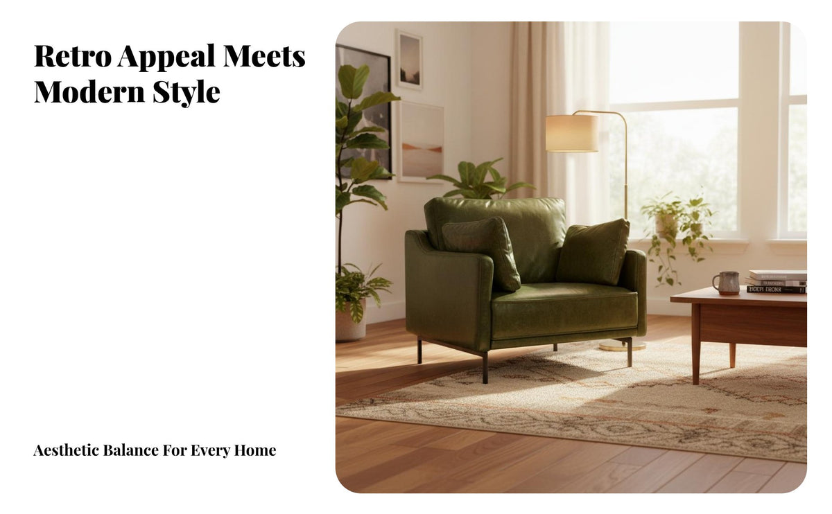 Vintage Leather Settee Oil Wax Finish Couch Retro Design Household Furniture for Homeowners, Families, Living Room, Lounge Area