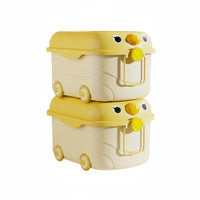 Large Capacity Rolling Toy Chest With casters Wheeled animal face Toy Box Safe Rounded Corners children's container Portable Design for young children, Parents, Playroom, Nursery, Bedroom, Closet