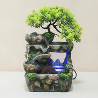 Rock Water Feature with Tree Nature-Themed Tabletop Water Feature Compact for Reception Desk