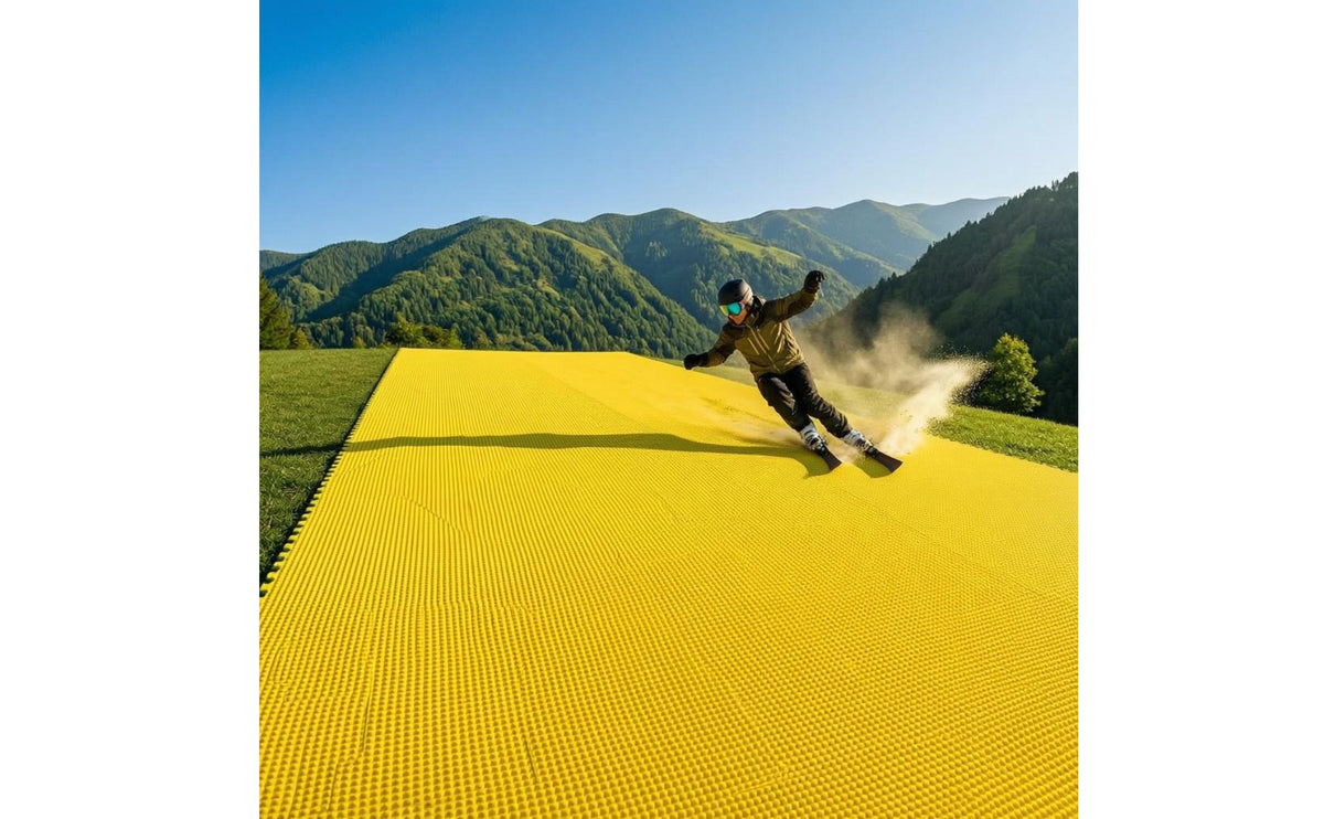 Rectangular Plastic Bristle Ski Mat Yellow Ski Practice Mat
