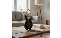 Modern Handle Vase Creative Ornament Double Vase with Handle Flower Holder for Living Room, Lodging Establishment, Model Home
