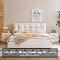 Cream aesthetic Curved End Table Minimalist Design Nightstand Space-Saving Bedroom Furniture Rounded Corners for Apartment Dwellers, Homeowners, Students, Dorm Room