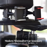 Car Headrest Phone Holder 2-in-1 Design Hanging Hook Phone Holder Anti-Slip Adjustable Mount for Passengers, Young Children, Travel, Road Trips