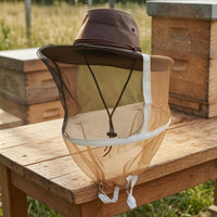 Full-Face Beekeeping Veil Hat Drawstring Closure Wide Brim Beekeeping Hat Braided Band Ventilated Bee Veil Denim-Style for Beekeepers, Apiary