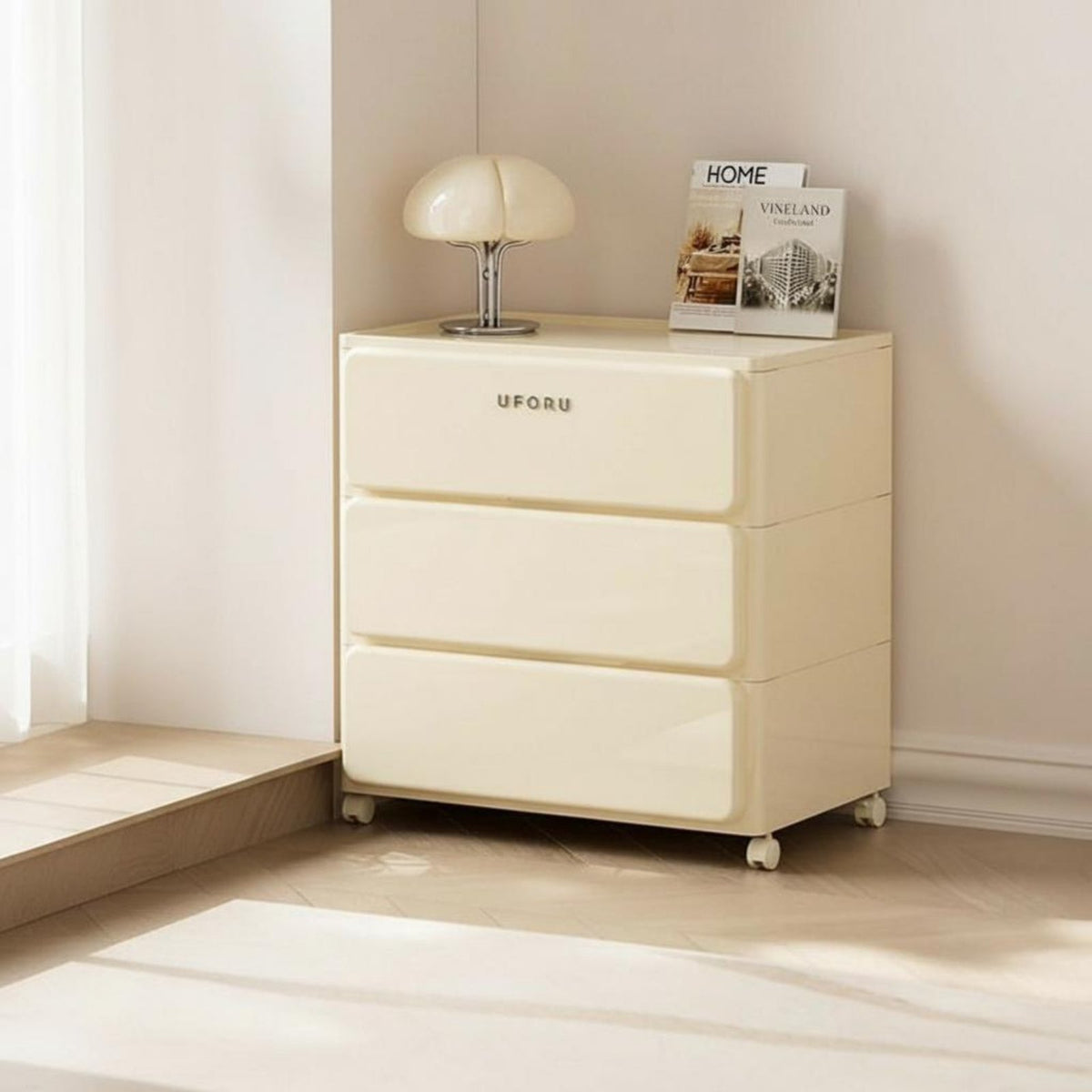 Light Luxury aesthetic 3-Tier Round Cabinet Modern Design Round Multi-Tier Side Table Space-Saving Nightstand Multifunctional for Apartment Dwellers, Homeowners, Students, Small Spaces, Living Room, Office, Nursery
