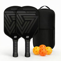 2 Pieces Pickleball Paddle Set with Bag and Balls Carbon Fiber for Practice