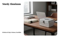 Multi-Functional Aluminum Combination Lock Box Large Capacity Combination Lock Box Sturdy Portable Security Case Sturdy Construction for Office Workers, Small Business Owners, Home, Travel, Workshop, School