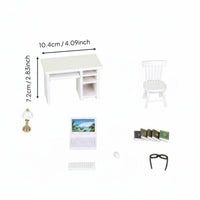 1:12 Scale Office Furniture Handcrafted Dollhouse Desk and Chair Set Holiday Gift Wooden Dollhouse Furniture Set for Hobbyists, Collectors