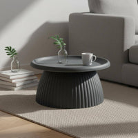Round Tray Top Table Nordic Style Fluted Base End Table Lightweight Home Furniture for Living Room, Bedroom, Small Areas