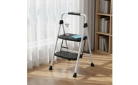 Anti-Slip V-Shaped Stepladder Wide Treads Portable Step Stool with Handle Foldable Household Tool Lightweight for Garage