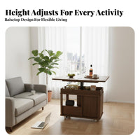 elevatingTop Coffee Table Multi-Functional transformable elevatingTop and tea Stand Height-Adjustable Living Room Furniture for Homeowners, Dining Area, Home Office