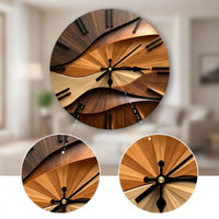 Silent Wall Clock Modern Clock with Wood-Grain Look Sculptural for Living Room, Office