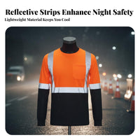 Long Sleeve Reflective Work Shirt Lightweight Long Sleeve Reflective Shirt High Visibility Top Machine Cleanable for Men