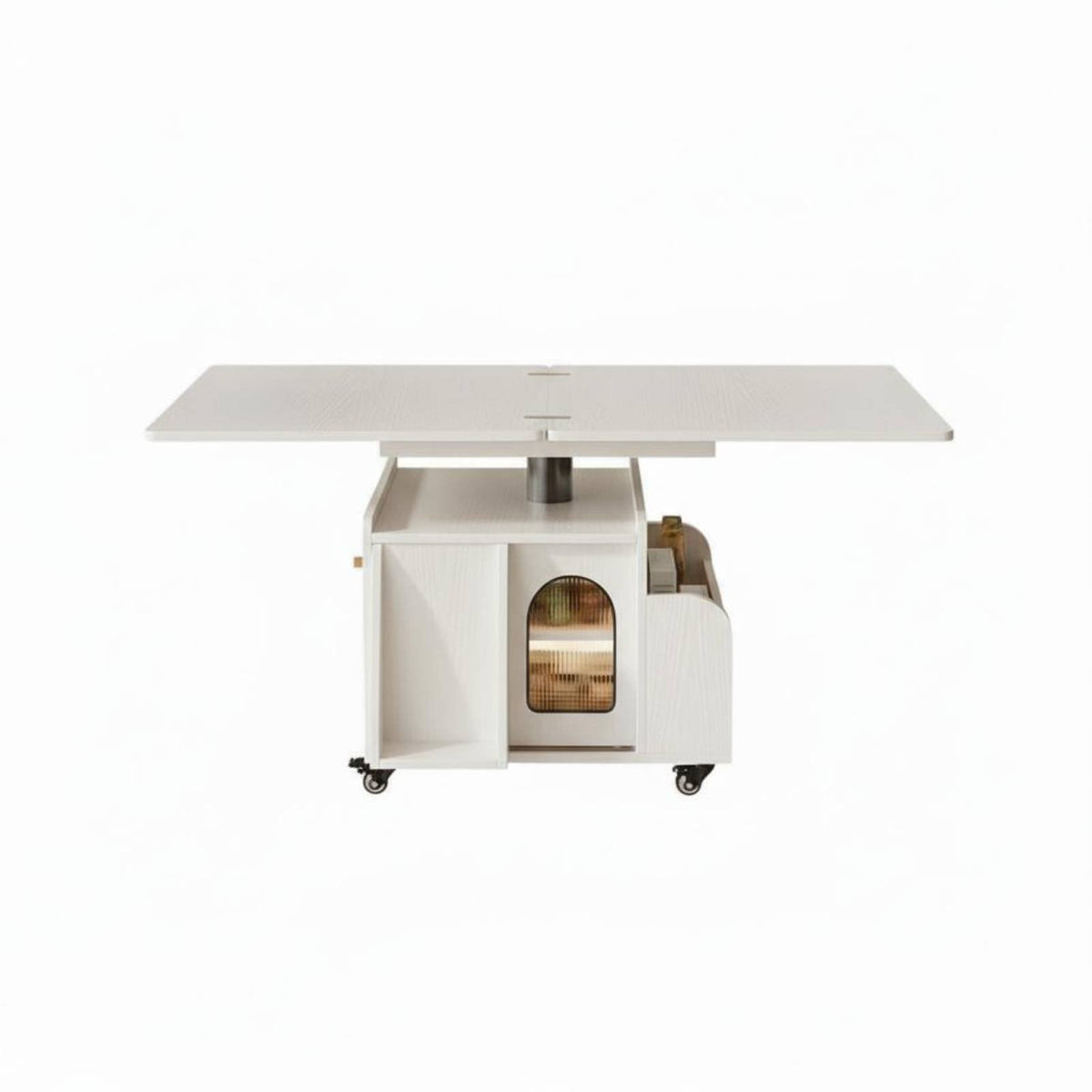 Transformable Elevate-Top Coffee Table Multi-Functional Living Room Furniture Space-Saving Design 360° Rolling Wheels