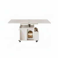 Transformable Elevate-Top Coffee Table Multi-Functional Living Room Furniture Space-Saving Design 360° Rolling Wheels