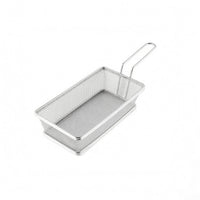 Perforated Stainless Steel Mesh Basket Open Top Mesh Frying Basket Rounded Rim Cooking Ware Metal Handle