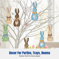 Easter Bunny Stackable Wooden Sign, Countertop Decor, Cute Bunny Ornament, Party Tray Accessory, Multicolor, Farmhouse Style