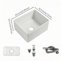 Ceramic Apron Sink Glazed White Farmhouse Sink Ribbed