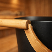 Home Sauna Bucket and Ladle Set with 7 Liter Capacity, Lightweight Aluminum Pail for Steam Room Sessions