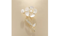 Floral Gemstone Brooch Elegant Flower Brooch Gold Brooches for Women, Formal Outfits, Office