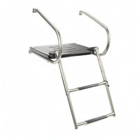 Curved Handrails Boat Swim Platform Textured Dot Pattern Stainless Steel Swim Platform Ladder Non-Slip Boat Boarding Ladder