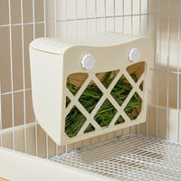 Dual-Function Bunny Hay Feeder with Cover, Wall Mount 10cm Opening Hay Rack for Guinea Pigs, Washable Feeder with Integrated Bowl