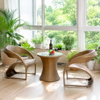 Garden Table Set, Outdoor Rattan Dining Set, PE Rattan, 3-piece Set, For Balcony, Terrace