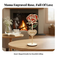 Mother's Rose Table Decor Family Appreciation Day Gift Wooden Rose Figurine 3D Layered Look House Decoration for Mom, Grandma, Mantlepiece
