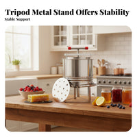 Perforated Manual Stainless Steel Honey Extractor Polished Silver Honeycomb Press Threaded Screw Stainless Steel Press Horizontal Handle