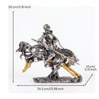 Equestrian Knight Horse Figurine Armored Knight Horse Textured Base Equestrian Sculpture Realistic Details for Home Display
