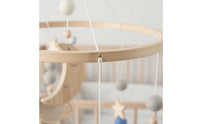 Visual Stimulation Wooden Crib Mobile Handmade Look Space Themed Crib Mobile Baby Bed Bell Eco-Friendly for Newborns, Babies