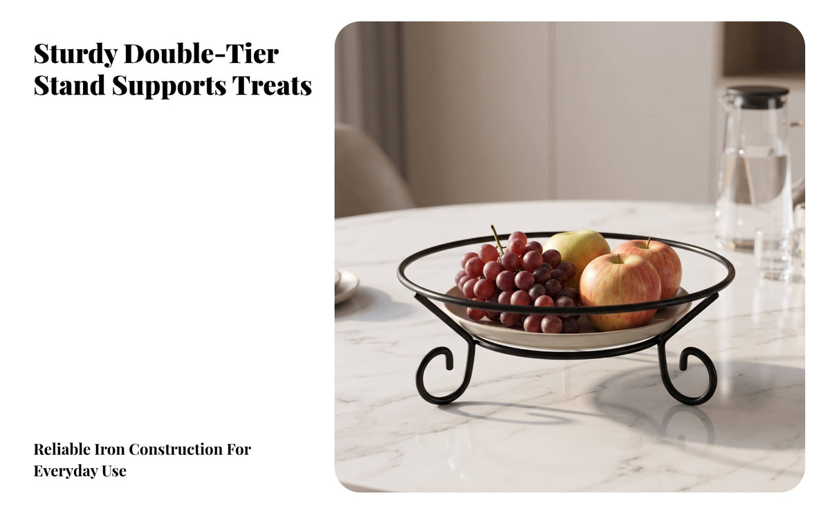 Sturdy Fruit Plate Stand | Low-Profile Open-Frame Construction, Plate Riser, for Tabletop