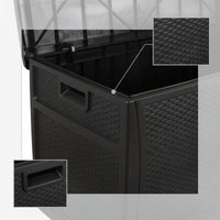 Patio Storage Box Rattan-Look Outdoor Storage Box Lockable for Yard, Balcony, Terrace