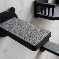 Wall-Mounted Cat Climbing Shelf with Solid Wood Steps and Bed, Space-Saving Design for All Seasons