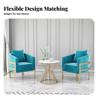 3 Pieces Modern Design circular table and 2-Chair Set Comfortable Seating Reception Furniture Cushisingled Chairs Sturdy Construction for Office Managers, Interior Designers, Apartment Dwellers, salon, Hotel Lobby, Waiting Room, Cafe