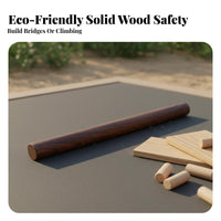Mortise Tenon Construction Piece S Carbonized Wood Wooden Climbing Bridge Variable Shapes Interlocking Log Climber for Preschoolers, Playground