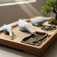 3 Pieces Decorative Goose Figurines White Goose Garden Statues Yard Ornament Realistic Orange Beak for Pond