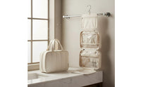 Multiple Compartments Foldable Hanging Toiletry Bag Zippered Pockets Hanging Toiletry Bag Padded Exterior