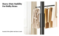 Rolling Clothes Rack Easy Assembly Portable Garment Rack Large Load Capacity Portable Clothes Stand for Students, Bedroom, Balcony, Dorm Room