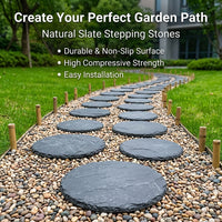 Black Stone Garden Stepping Stones, High Slip Resistant Courtyard Stepping Stones, Functional Garden Pathway Pavers, Cleft Finish Outdoor Steps