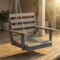 Double-Seat Swing Chair Dark Grey Swing Chair Metal Chains for Patio, Balcony